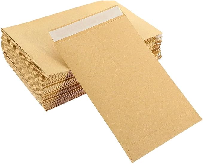 Money Envelopes, 50Pcs 3.9 X 2.4 Brown Self-Adhesive Seed Envelopes for Small Items, Wages, Notes, Beads