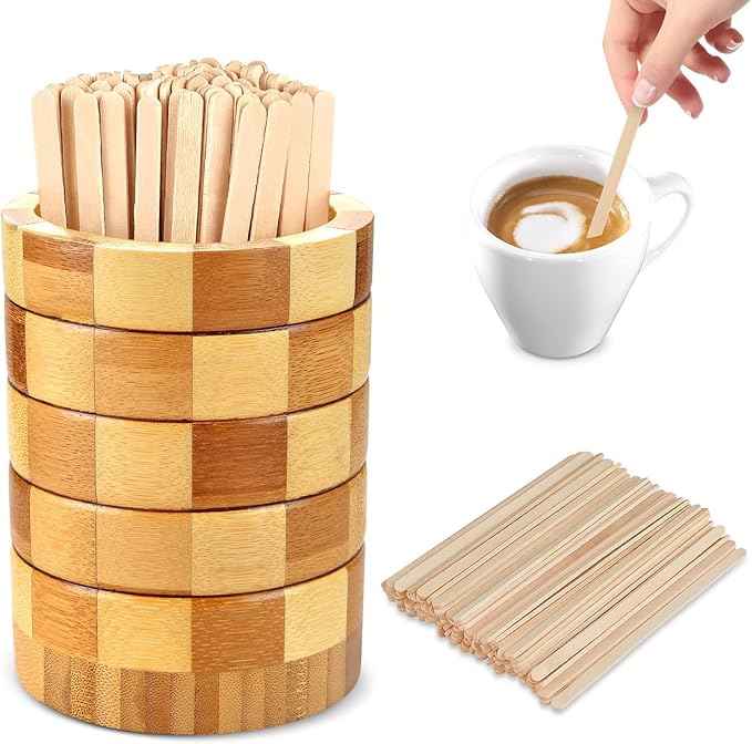 101 Pcs Coffee Stirrers Holder Set 1 Pcs Stirrers Holder 100 Pcs Disposable Stir Straws for Coffee Bar