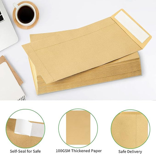 C5 229 x 162 mm 100gsm Self Seal Pocket Envelopes, No Window, Brown Mailing Envelopes, Greeting Card Invitation Envelopes for School Home Office Ecommerce - Pack of 50C5BR100